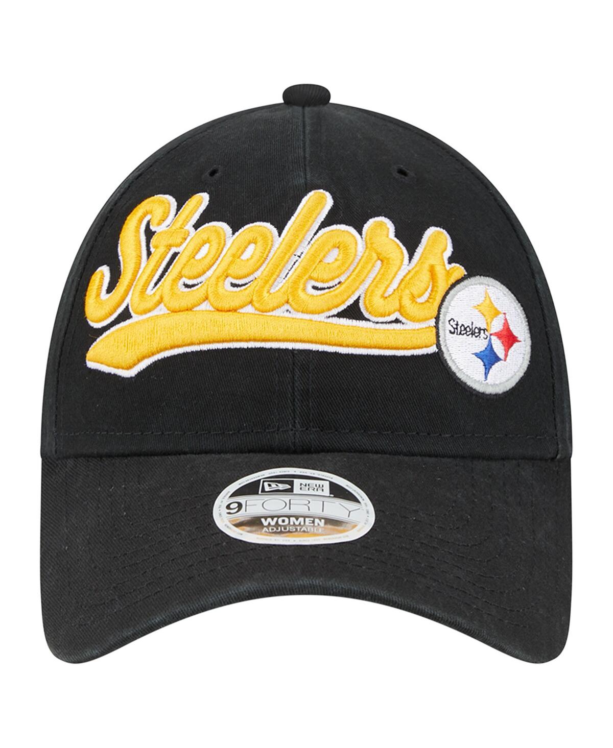 Women's New EraPittsburgh Steelers Cheer 9FORTY Adjustable Hat - Black