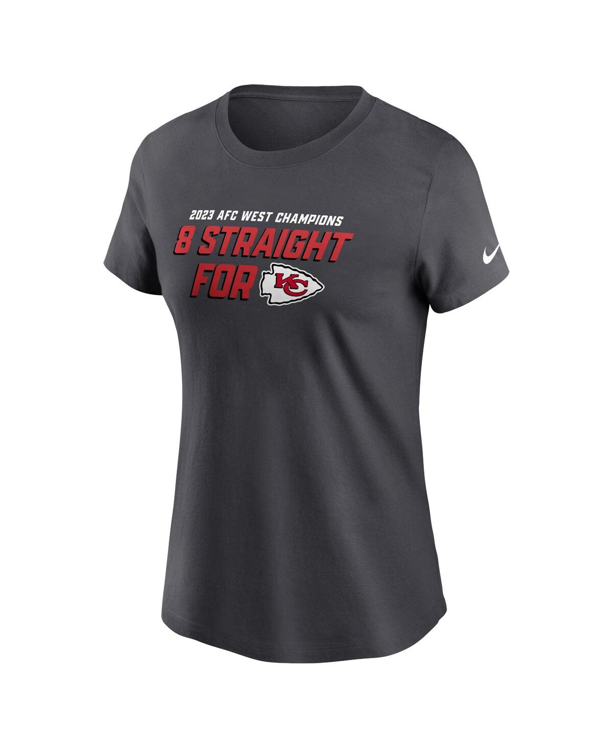Shop Nike Women's  Anthracite Kansas City Chiefs Eight-time Afc West Division Champions T-shirt