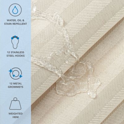 Host & Home Damask Shower Curtain Set, 72x72 Inch Polyester Curtain with Weighted Hem, Rust Proof Grommets & 12 Metal Rings