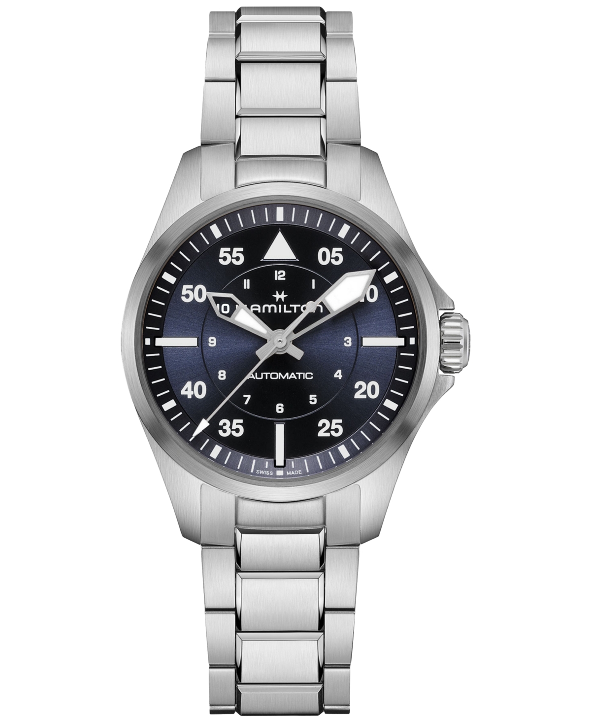 Women's Swiss Automatic Khaki Aviation Stainless Steel Bracelet Watch 36mm - Silver