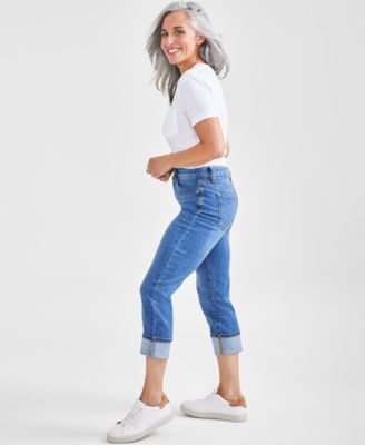 Petite High-Rise High-Cuff Capri Jeans