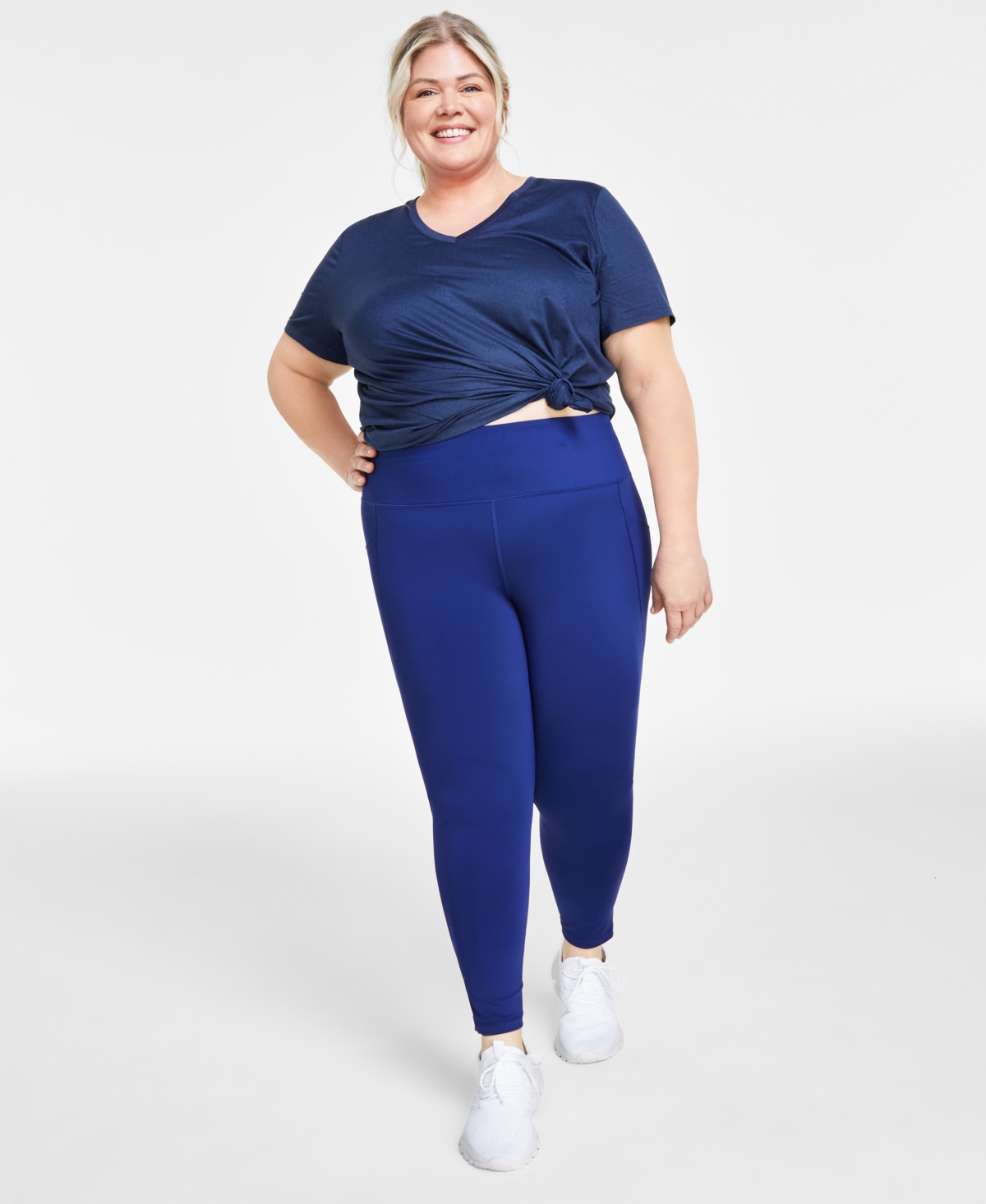 Plus Size Compression 7/8 Leggings, Created for Macy's - Violet Indigo