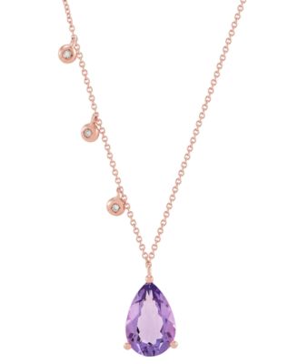 Macy's - Amethyst (2-1/2 ct. t.w.) & Diamond Accent Pendant Necklace in 18k Rose Gold-Plated Sterling Silver, 16" + 2" extender