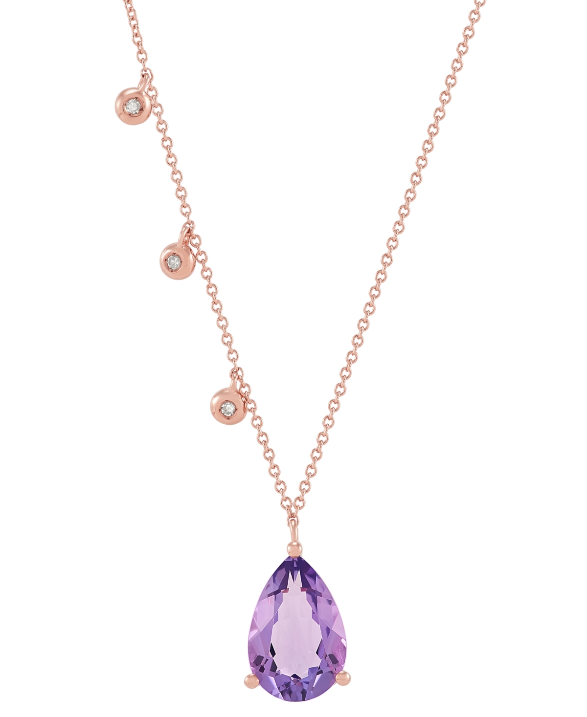 Macy's Amethyst (2-1/2 Ct. T.w.) & Diamond Accent Pendant Necklace In 18k Rose Gold-plated Sterling Silver,