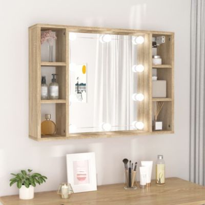 Mirror Cabinet with LED Sonoma Oak 29.9"x5.9"x21.7"