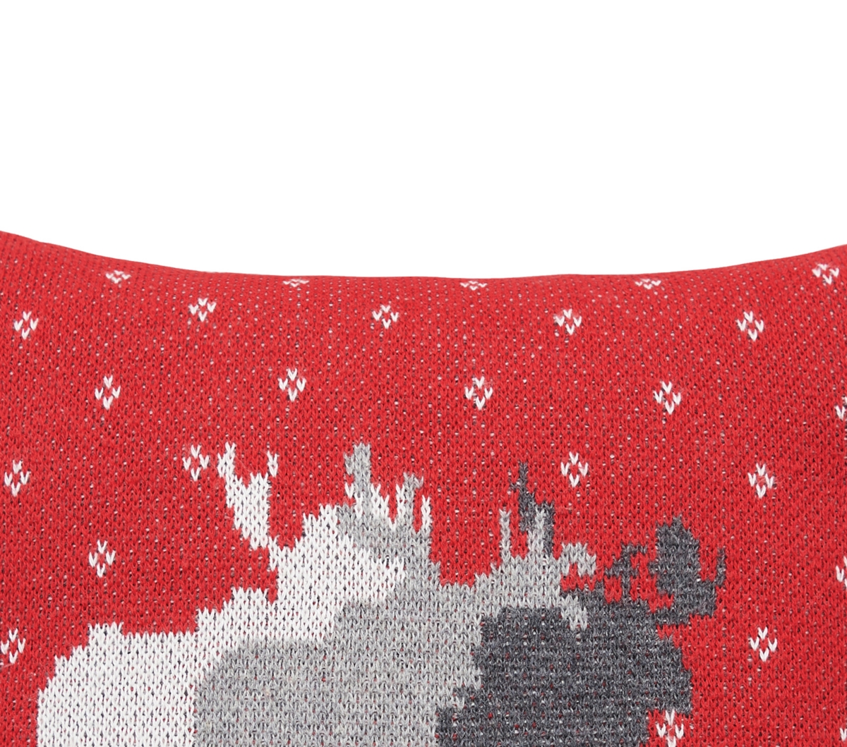 10" x 10" Red Background Featuring 3 Moose Cotton Petite Accent Throw Pillows White, Light Grey & Dark Gray Moose