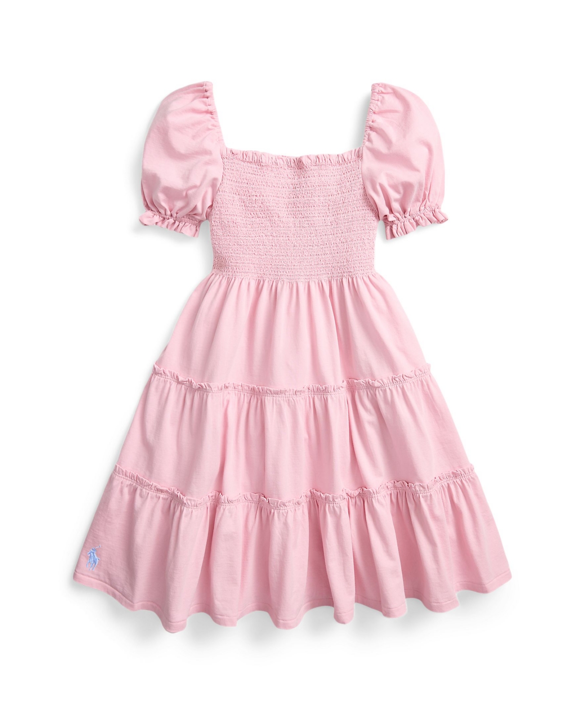 Polo Ralph Lauren Toddler And Little Girls Smocked Cotton Jersey Dress In Garden Pink With Blue Hyacinth