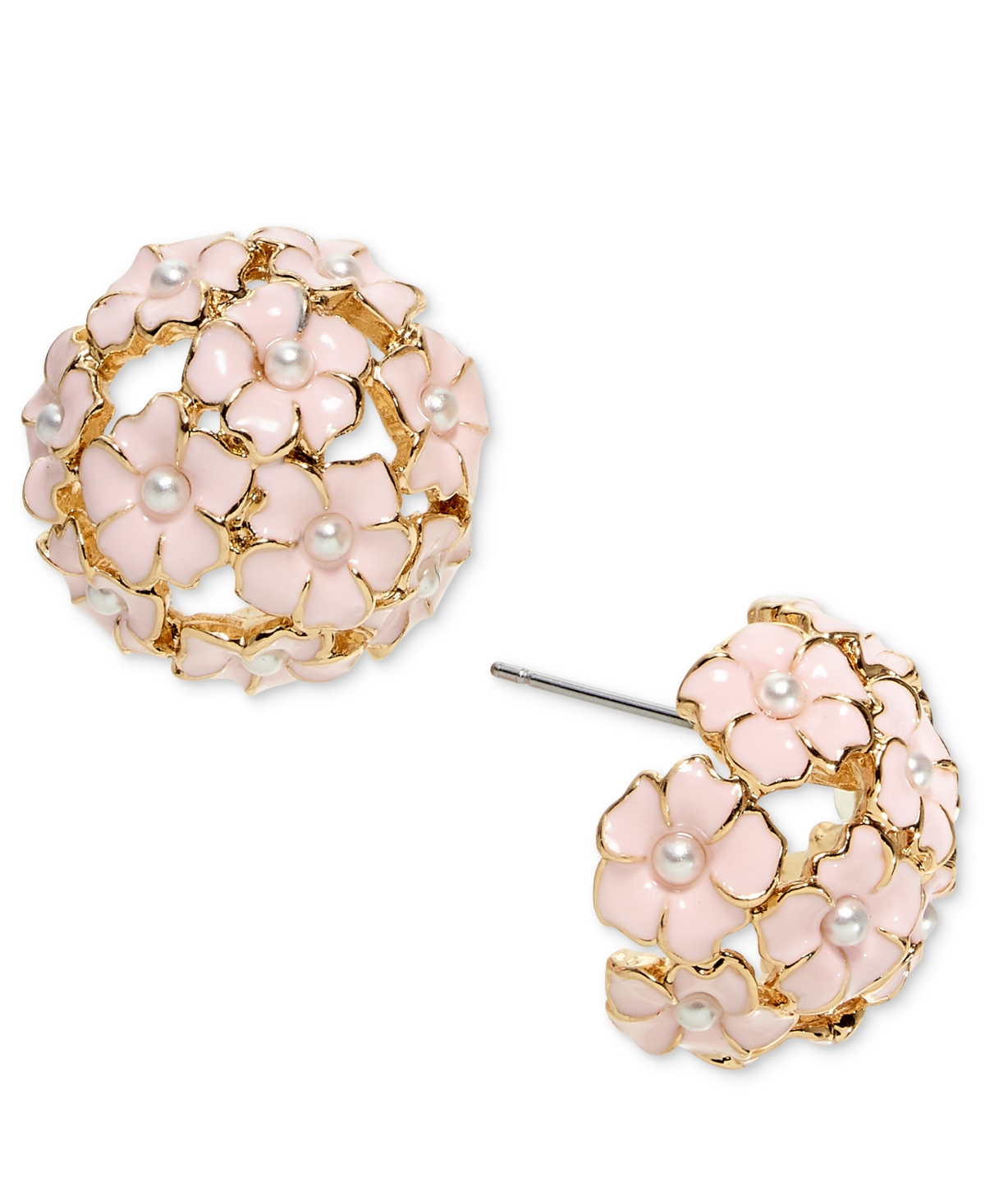 Gold-Tone Imitation Pearl & Color Flower Cluster Stud Earrings, Created for Macy's - Gold