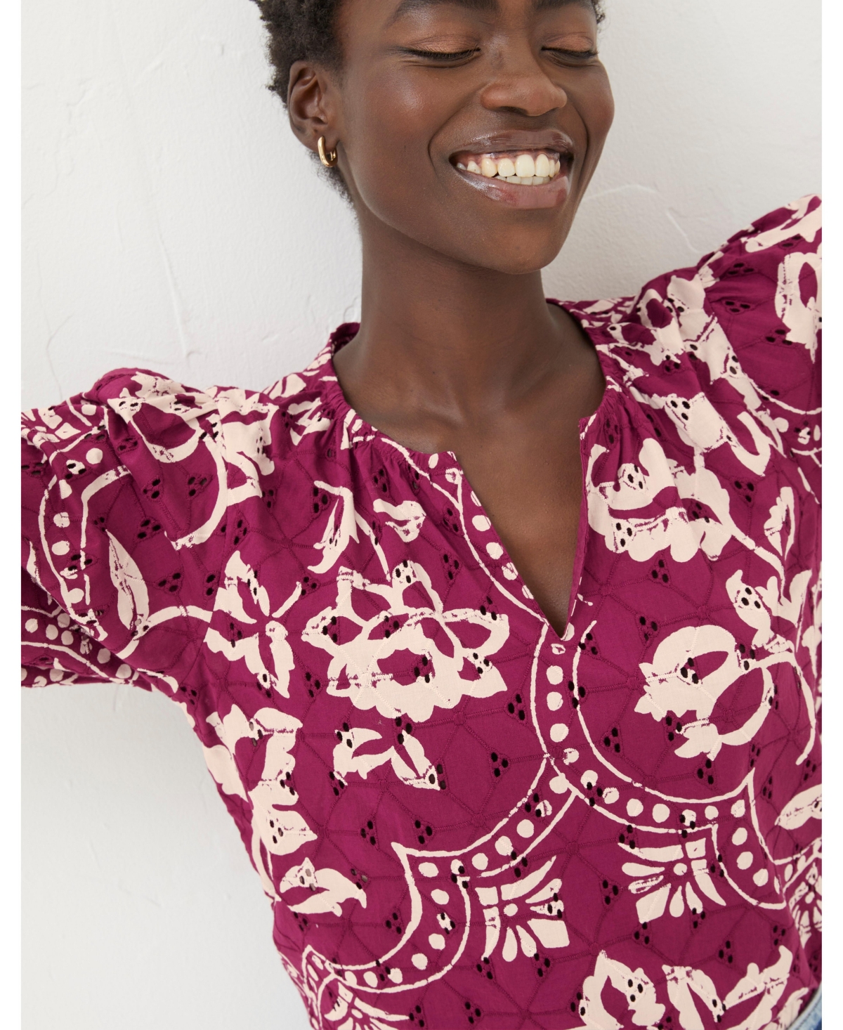 FatFace Women's Imogen Broderie Floral Blouse