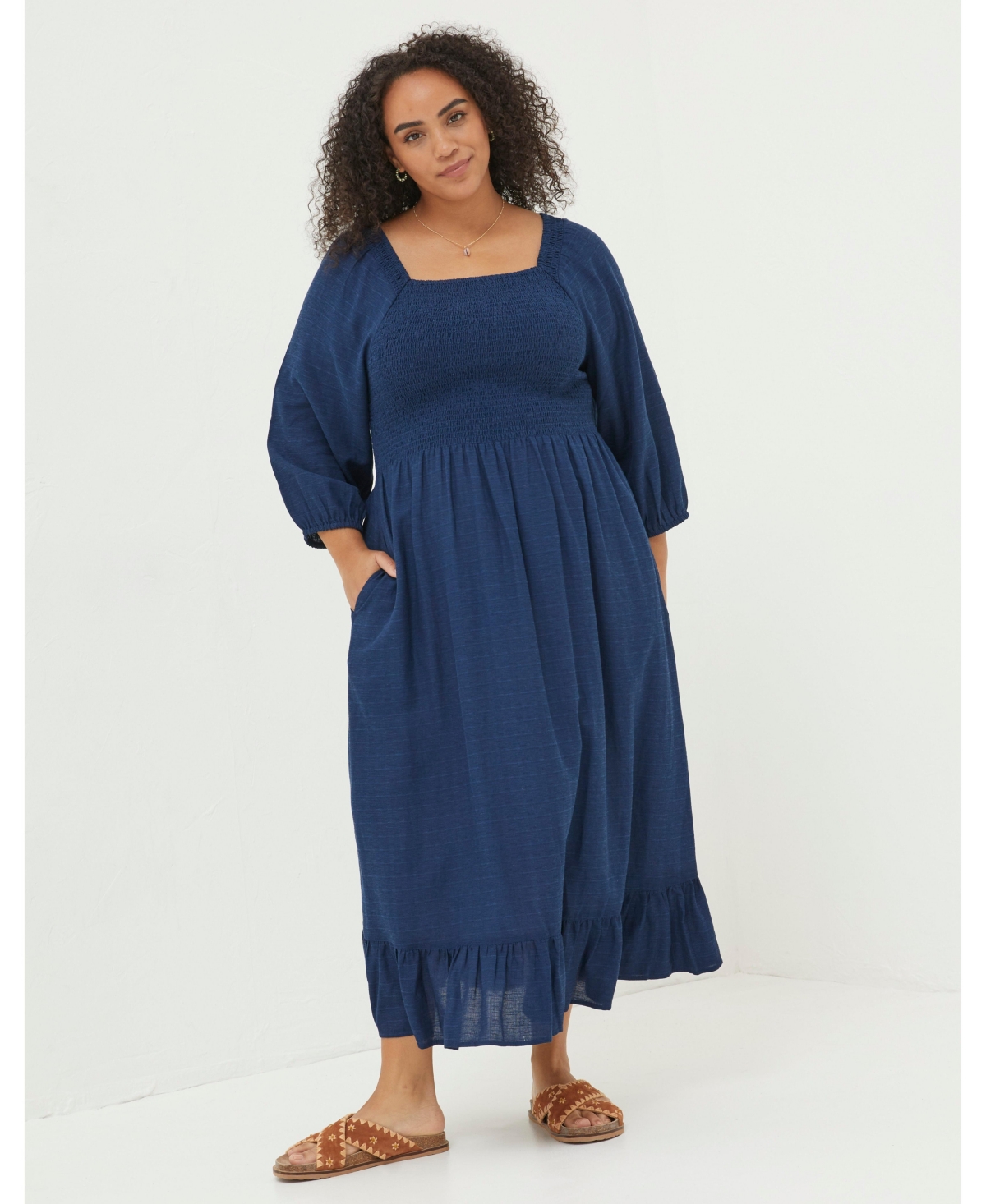 Plus Size Adele Midi Dress - Bright blue