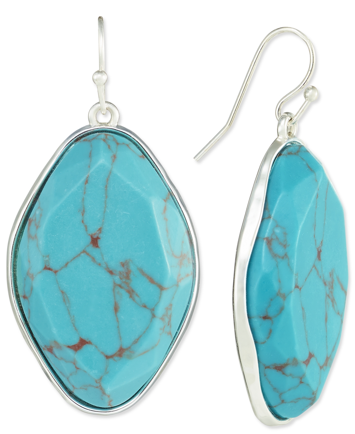 Shop Style & Co Gold-tone Oval Color Stone Drop Earrings, Created For Macy's In Turq