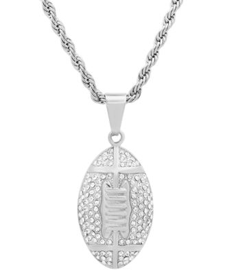 Men's Crystal American Football 24" Pendant Necklace