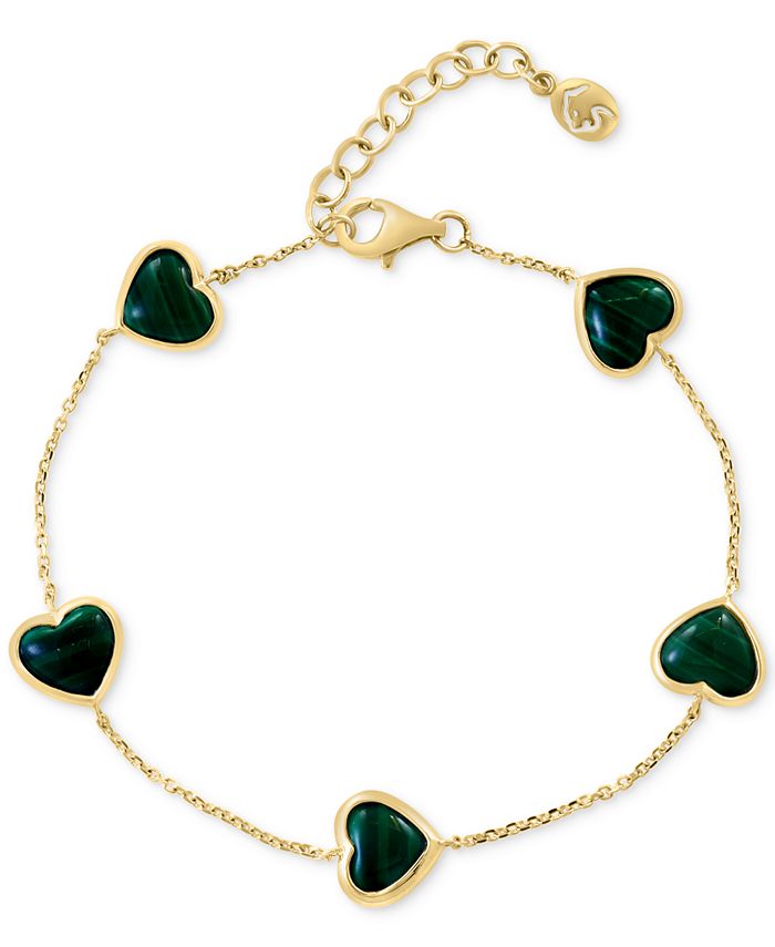 EFFY Collection EFFY® Malachite Heart Station Chain Link Bracelet in ...