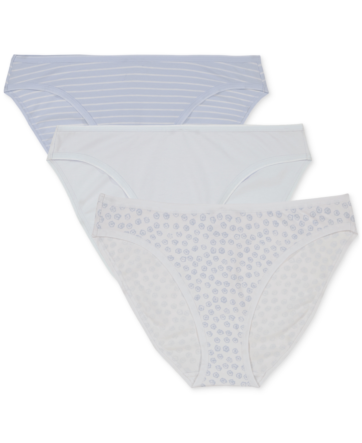 Gap Body Women's 3-pk Bikini Underwear Gpw00274 In Halogen Blue Stripe,optic White,optic Wh