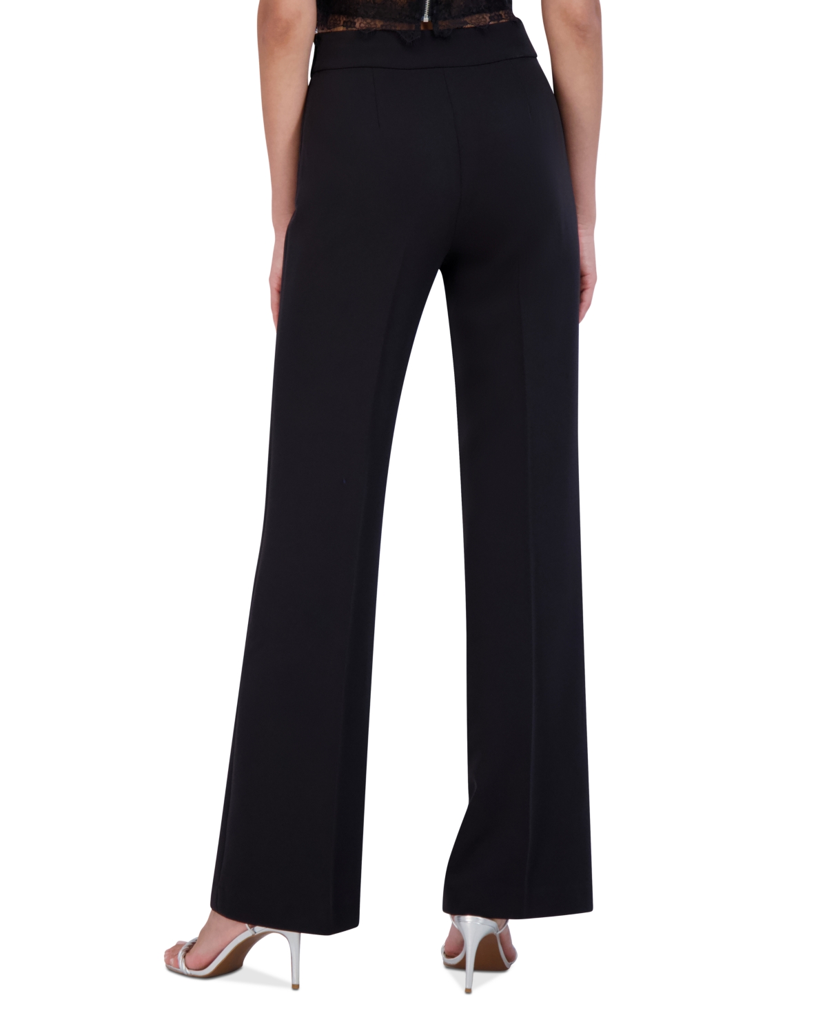 Shop Bcbg New York Women's Side-zip Straight-leg Trousers In Onyx