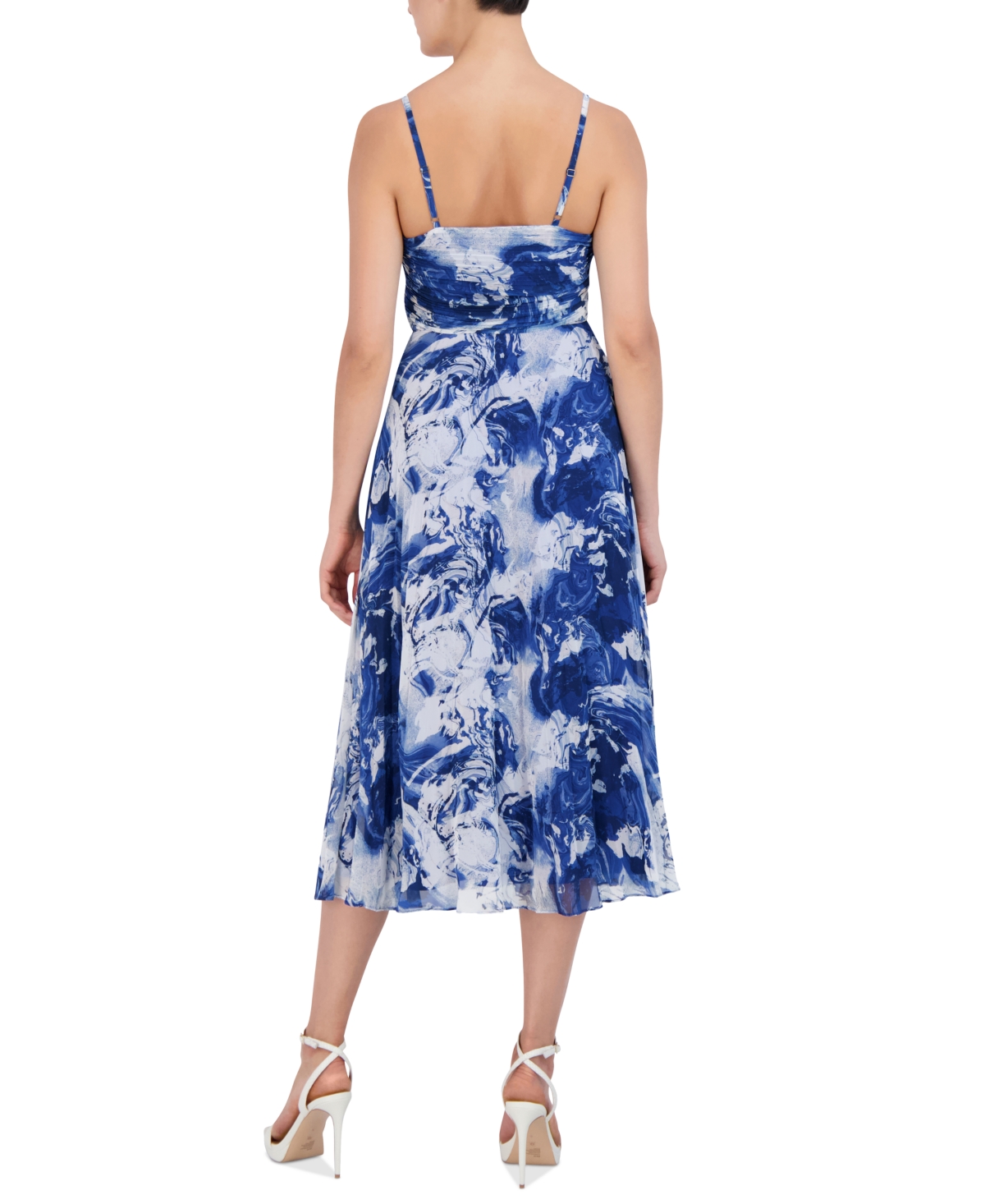 Shop Bcbg New York Women's Printed Pleated Midi Dress In Blue Multi