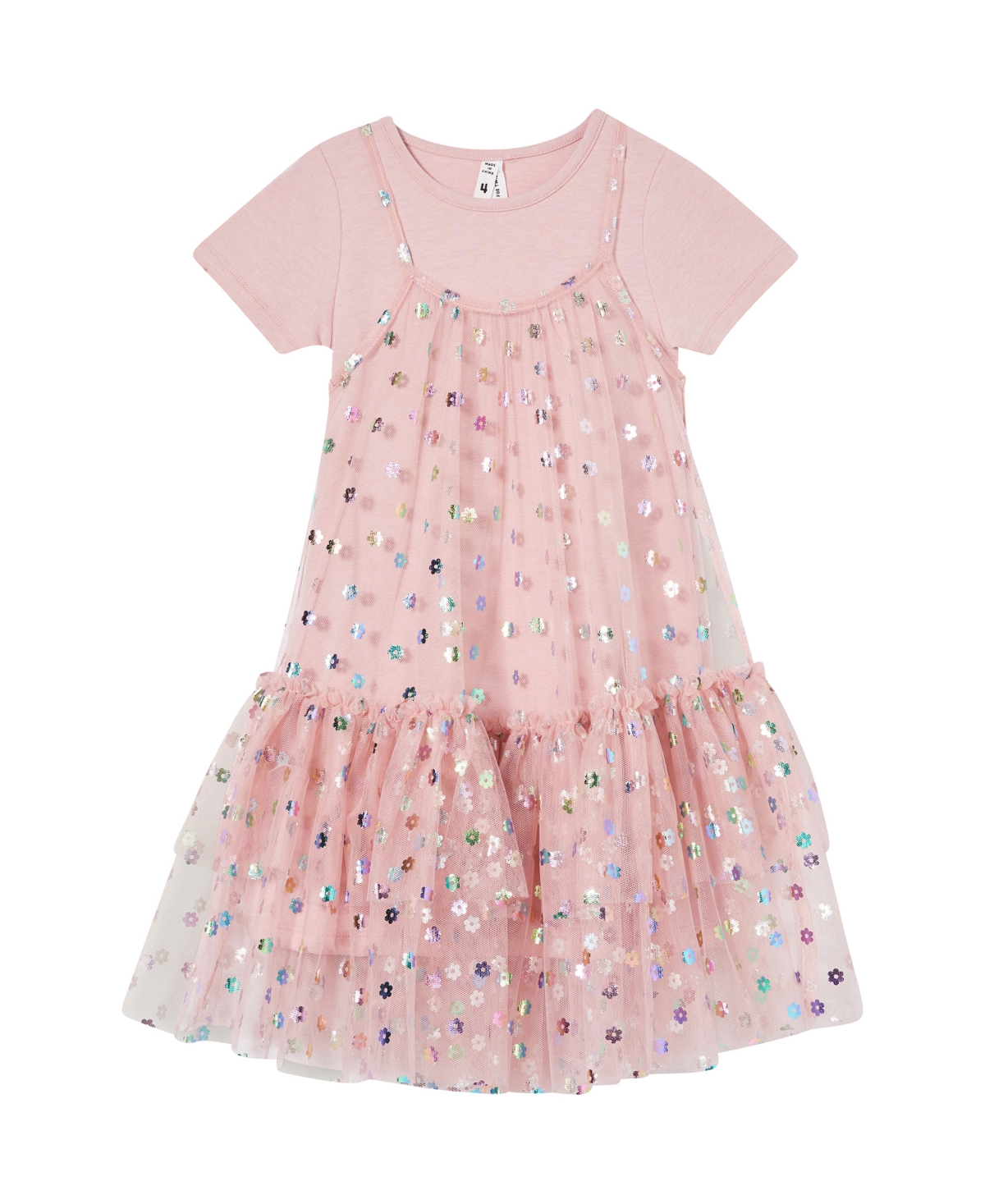 Shop Cotton On Toddler Girls Kristen Dress Up Dress, 2 Piece Set In Dusty Pink,flowers