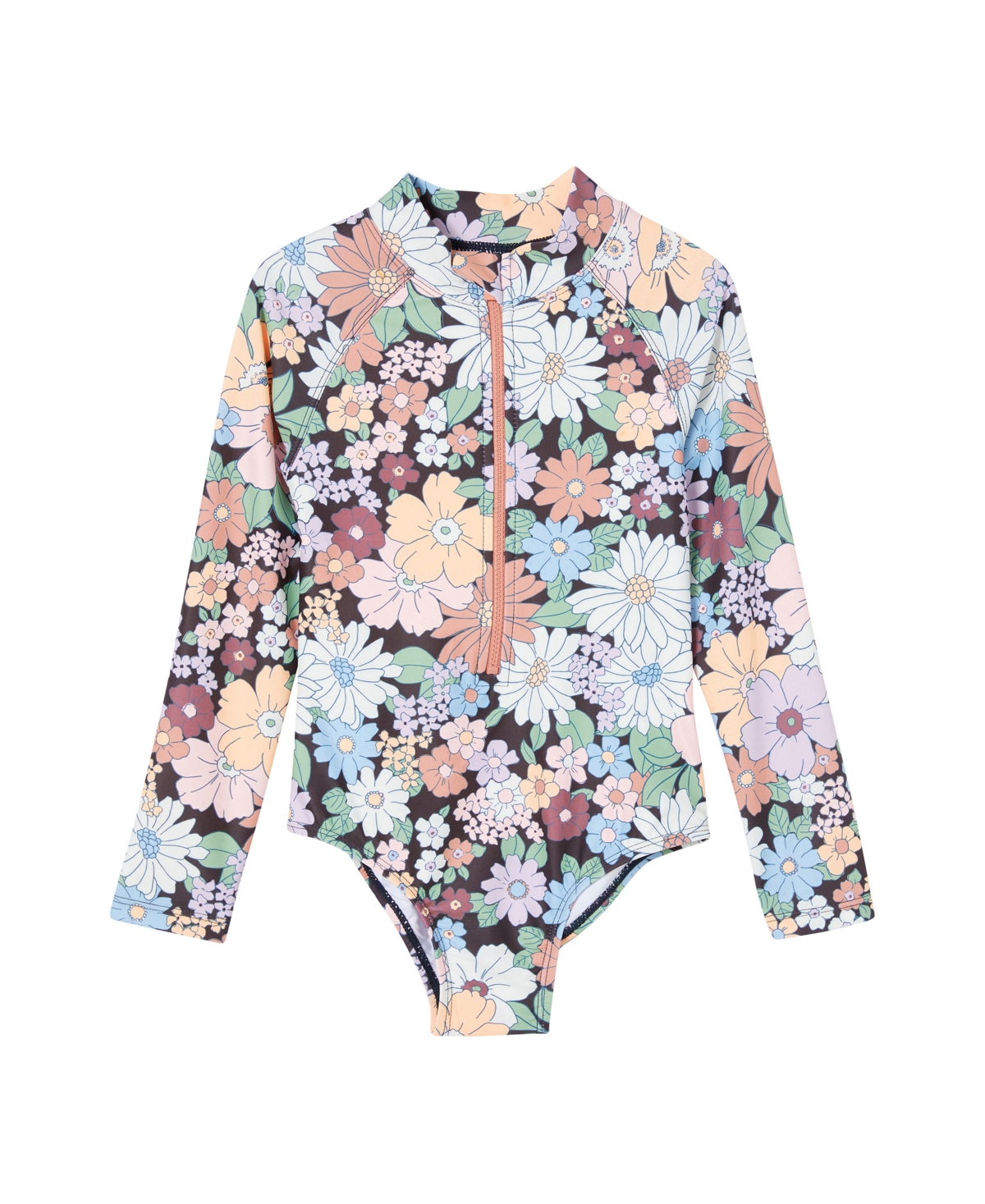 Shop Cotton On Toddler Girls Lydia Long Sleeve One Piece Swimsuit In Phantom,quinn Floral
