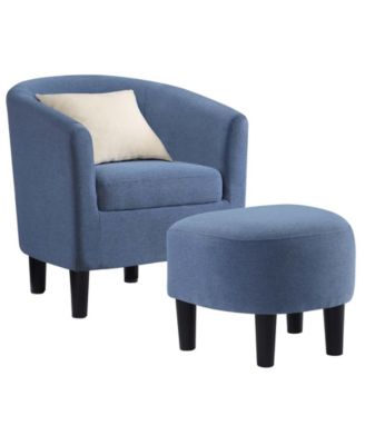 26.25" Faux Linen Churchill Accent Chair with Ottoman