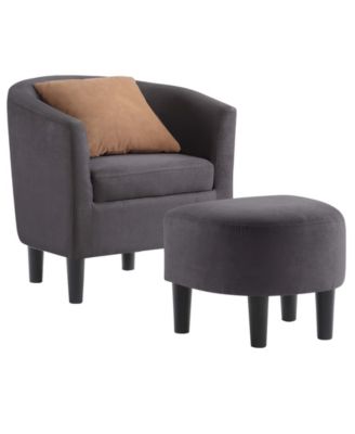 26.25" Microfiber Churchill Accent Chair with Ottoman