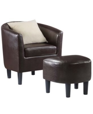 26.25" Faux Leather Churchill Accent Chair with Ottoman