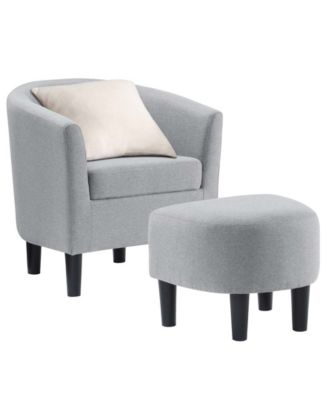 26.25" Faux Linen Churchill Accent Chair with Ottoman
