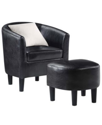 26.25" Faux Leather Churchill Accent Chair with Ottoman