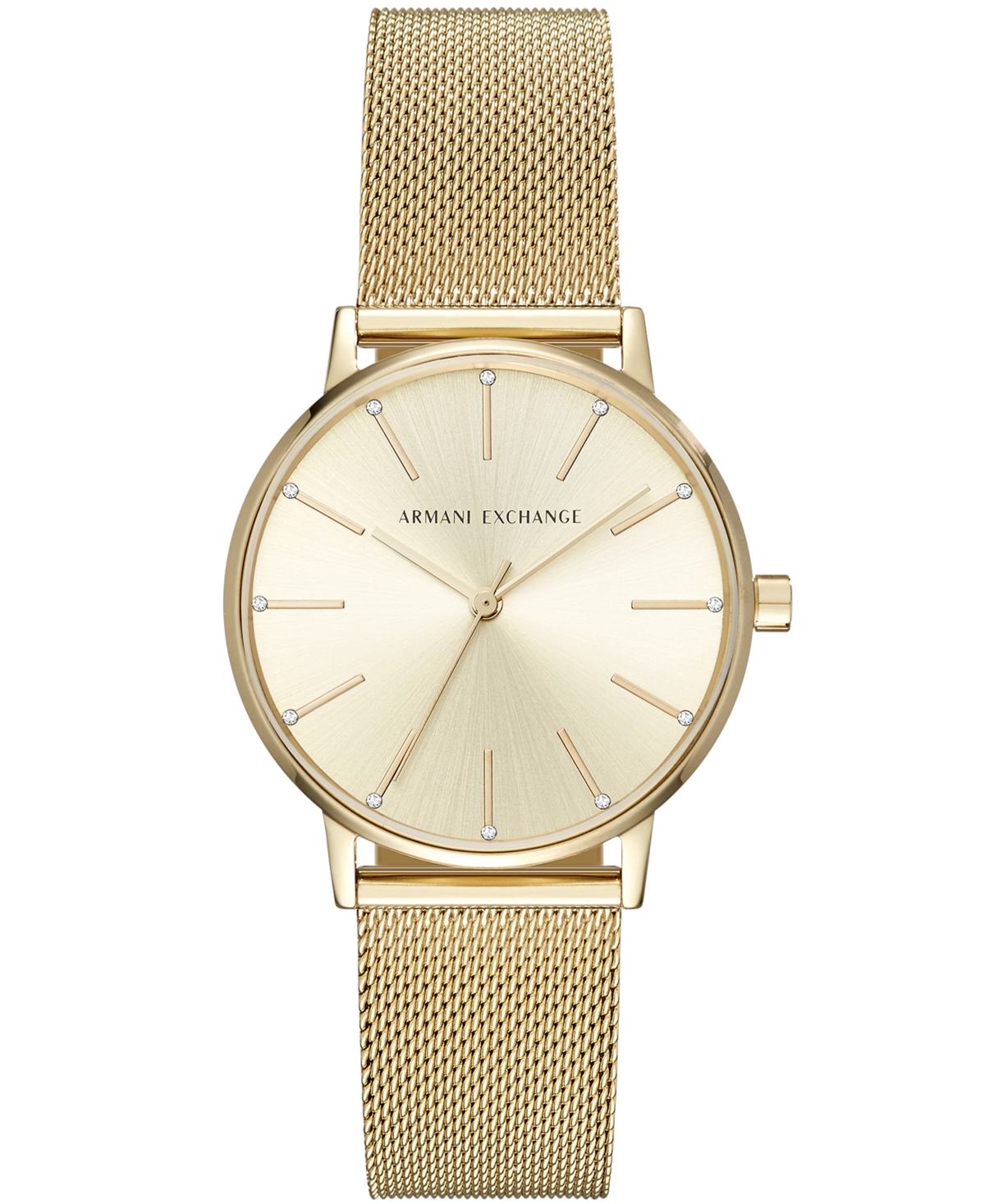 A|X Armani Exchange Women's Three-Hand Gold-Tone Stainless Steel Mesh Watch 36mm