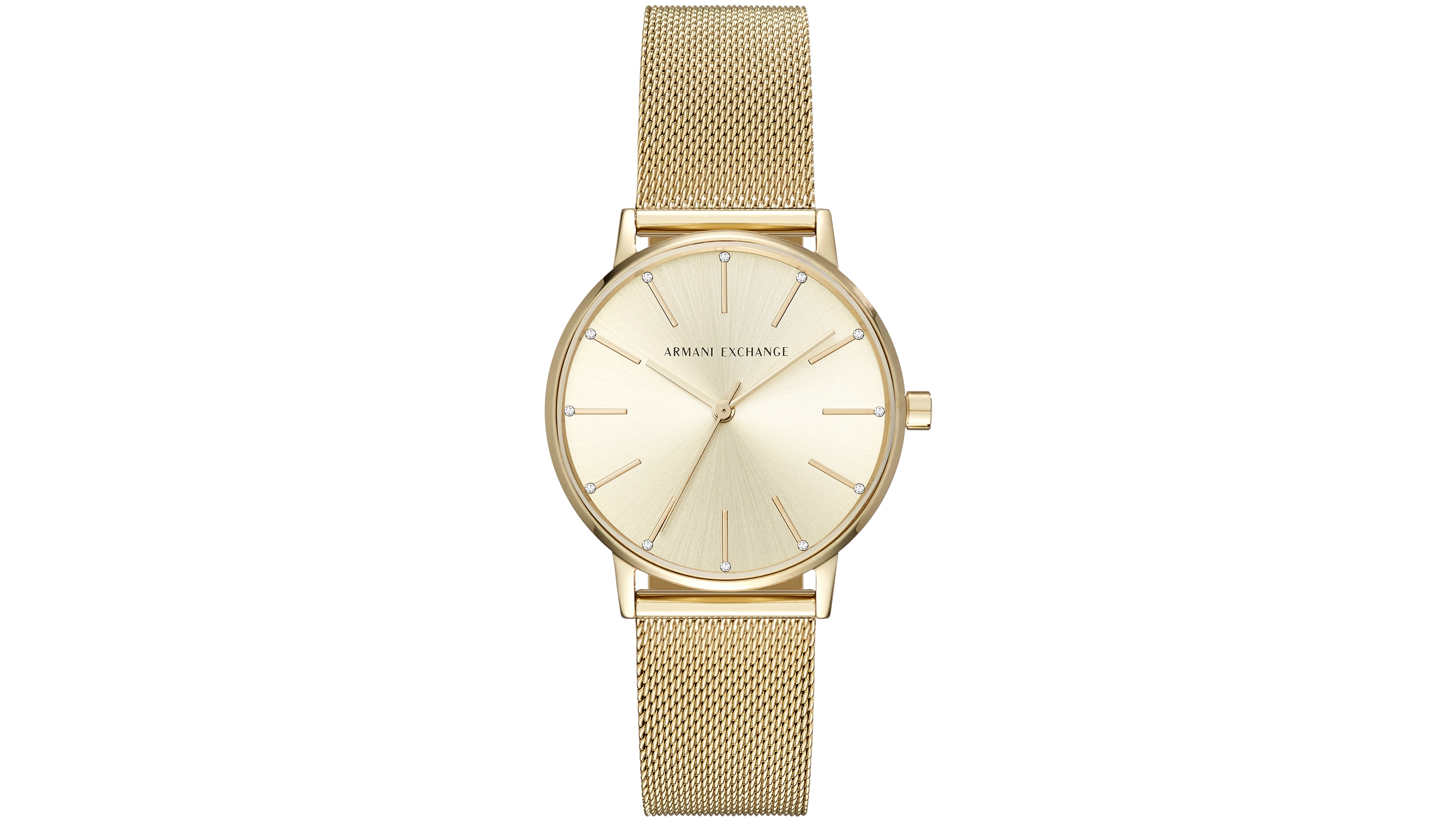 A|X Armani Exchange Women's Three-Hand Gold-Tone Stainless Steel Mesh Watch 36mm