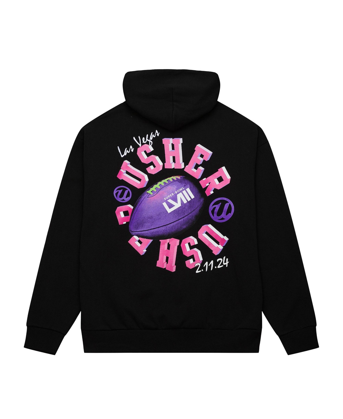 Mitchell & Ness Men's And Women's  Black Usher Super Bowl Lviii Collection Blacklight Legacy Hoodie In Black