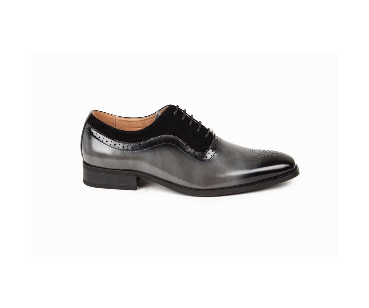 Gino Vitale Men's Lace Up Medallion Toe Dress Shoes -black