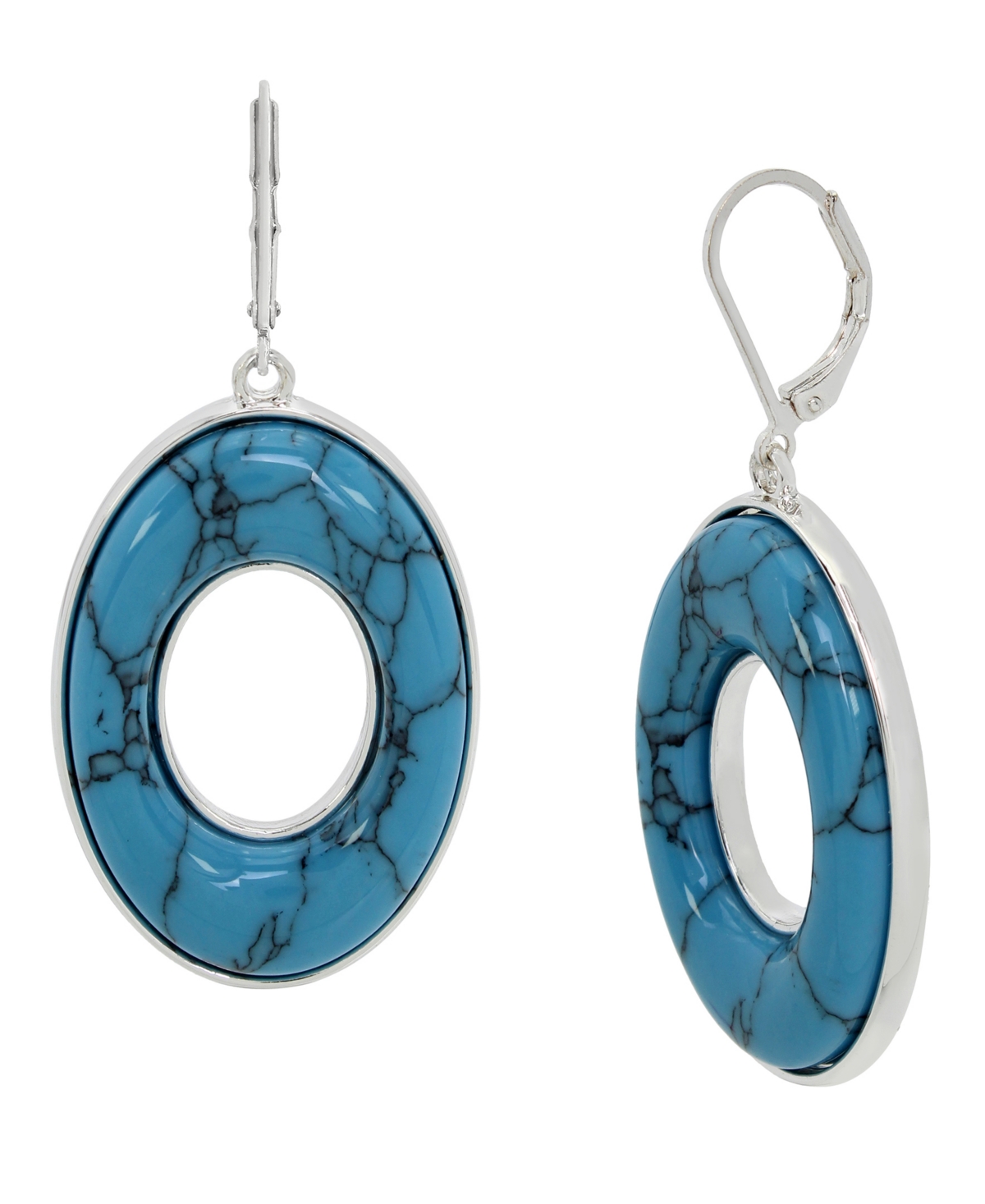 Semi-Precious Turquoise Drop Earrings - Turquoise, Silver