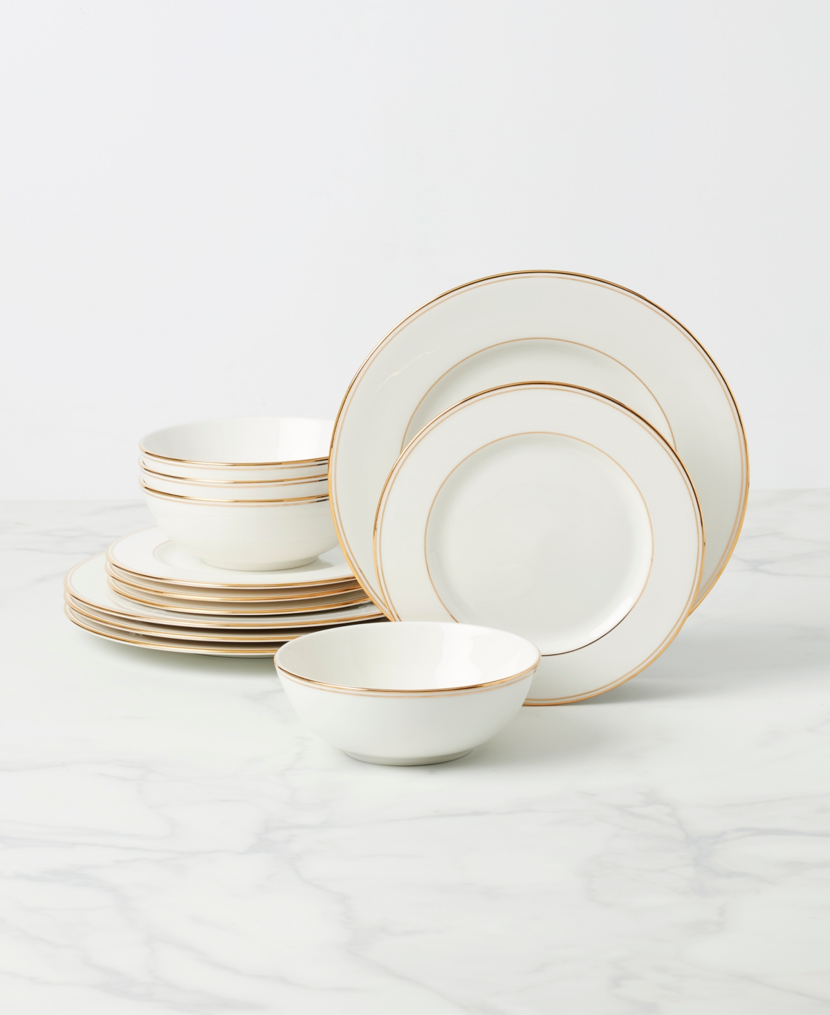 Shop Lenox Federal Gold 12-piece Dinnerware Set, Service For 4 In White