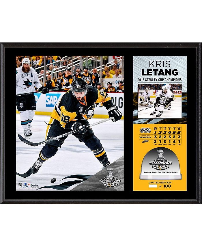 Fanatics Authentic Kris Letang Pittsburgh Penguins 2016 Stanley Cup Champions 12'' x 15 