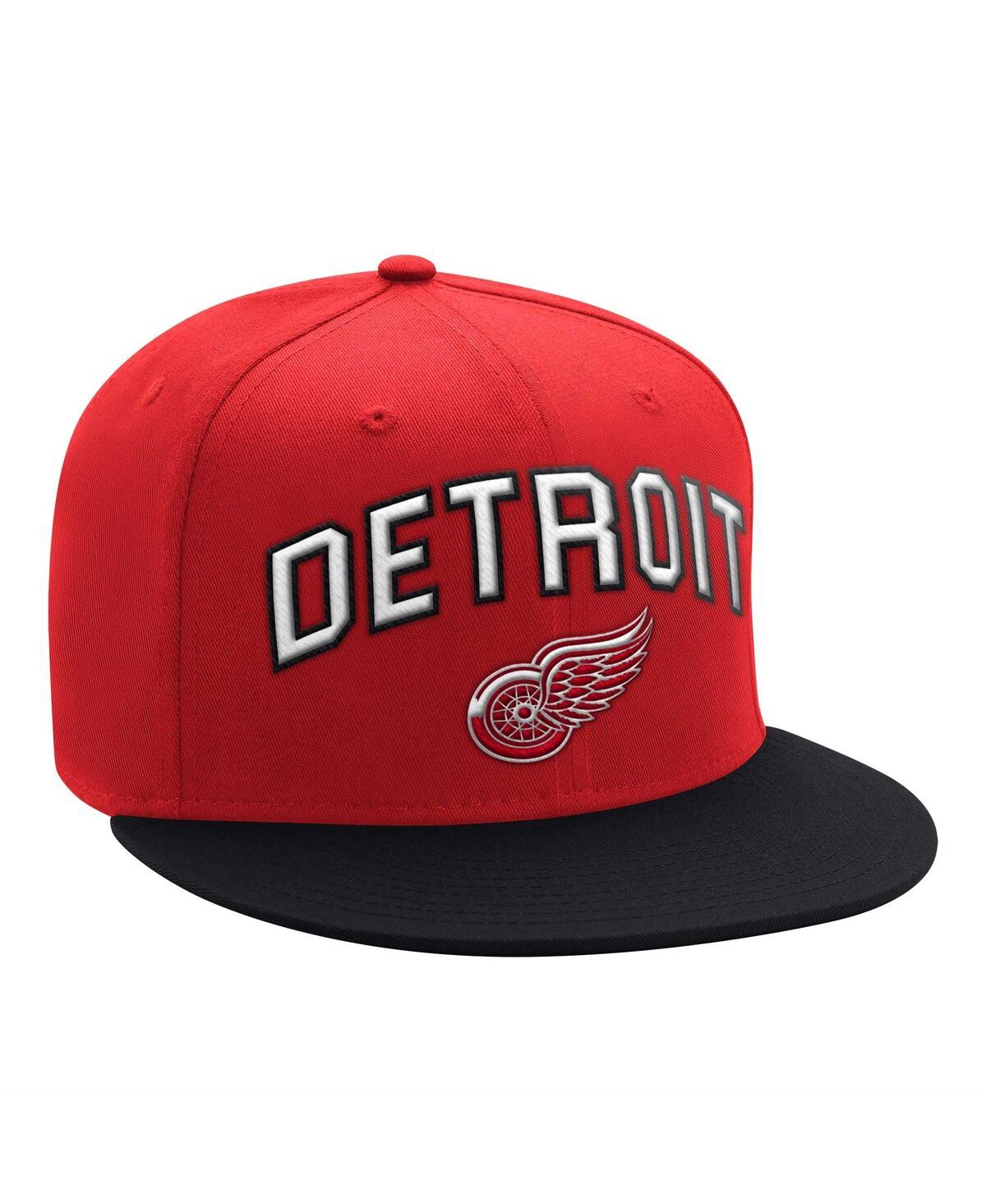 Men's Starter Red, Black Detroit Red Wings Arch Logo Two-Tone Snapback Hat - Red, Black