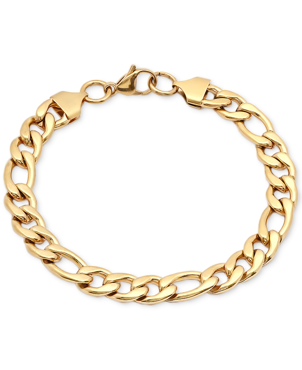 Men's 18k Gold-Plated Stainless Steel Figaro Link Bracelet - Gold