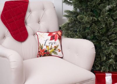 Love Poinsettia Small/Petite Christmas Accent Pillow, 10" x 10"