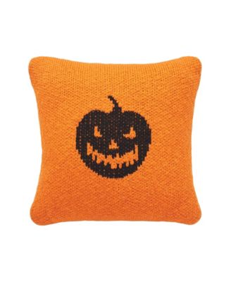 Jack O' Lantern Cotton Knit Small 10" x 10" Autumn Fall Accent Pillow