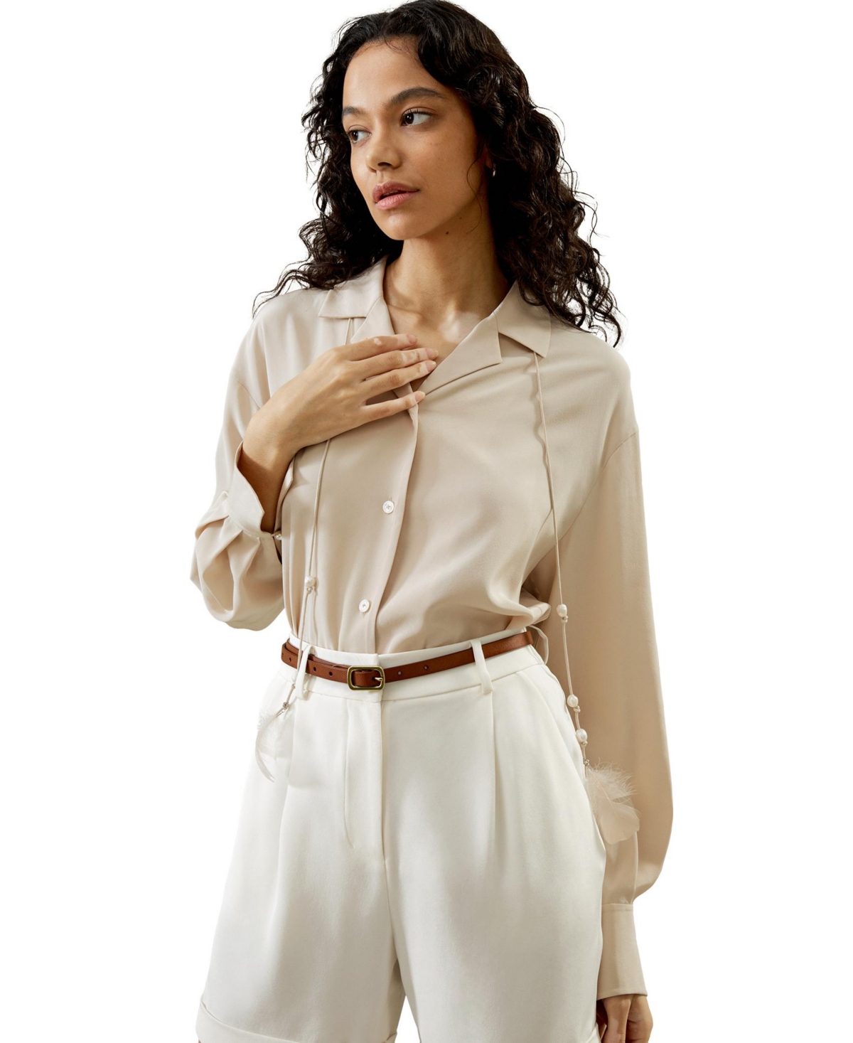 Tie-Detailed Silk Blouse for Women