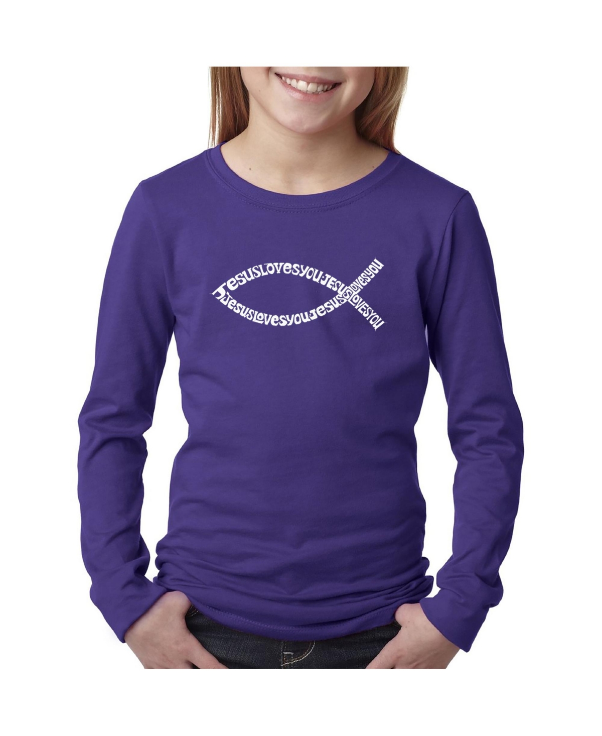 Girl's Word Art Long Sleeve - Jesus Loves You