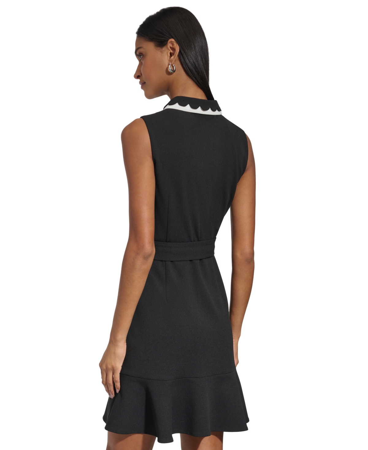 Shop Karl Lagerfeld Women's Scuba Crepe A-line Dress In Black Soft White