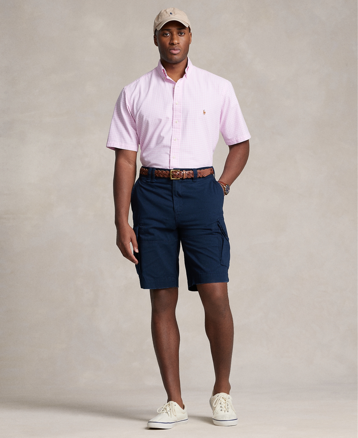 Shop Polo Ralph Lauren Men's Big & Tall Gingham Oxford Shirt In Pink,white