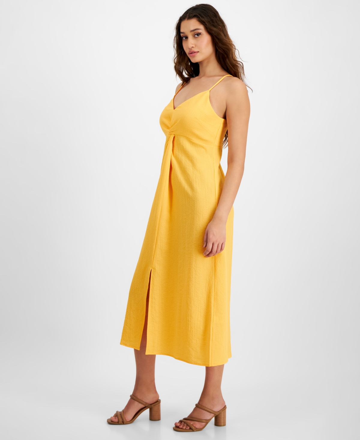 Shop Bar Iii Women's Sleeveless Twist-front Midi Dress, Created For Macy's In Blazing Orange