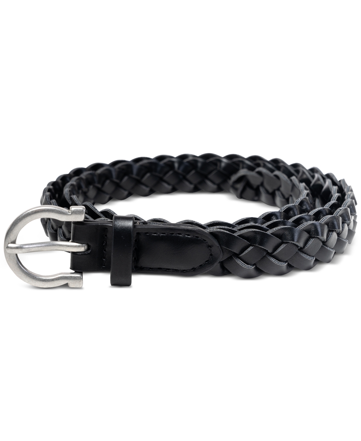 Style & Co Women's Braided Faux-leather Belt, Created For Macy's In Black