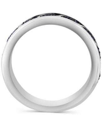 EFFY&reg; Men's Black Spinel Chevron Band (1-1/20 ct. t.w.) in Sterling Silver (Also in White Topaz)