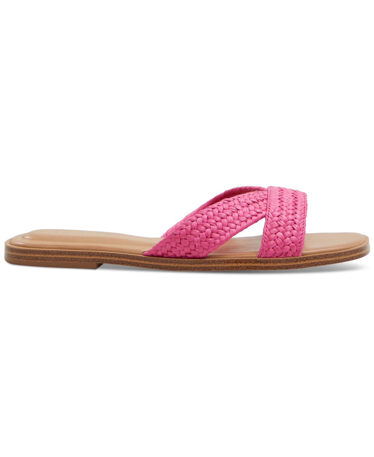 Shop Aldo Women's Caria Raffia Crisscross Slide Flat Sandals In Bright Pink Raffia