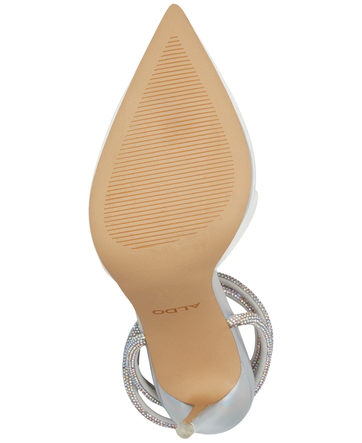 Shop Aldo Women's Chrysalis Lucite Rhinestone Butterfly Ankle-wrap Stiletto Pumps In Silver Mixed
