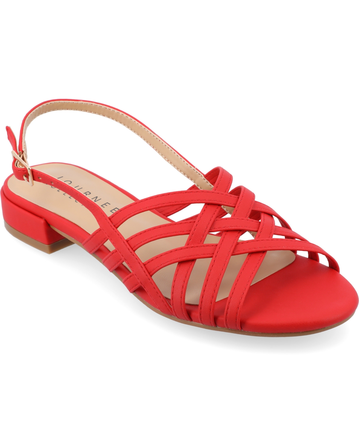 JOURNEE COLLECTION WOMEN'S CASSANDRA WOVEN SLINGBACK FLAT SANDALS 