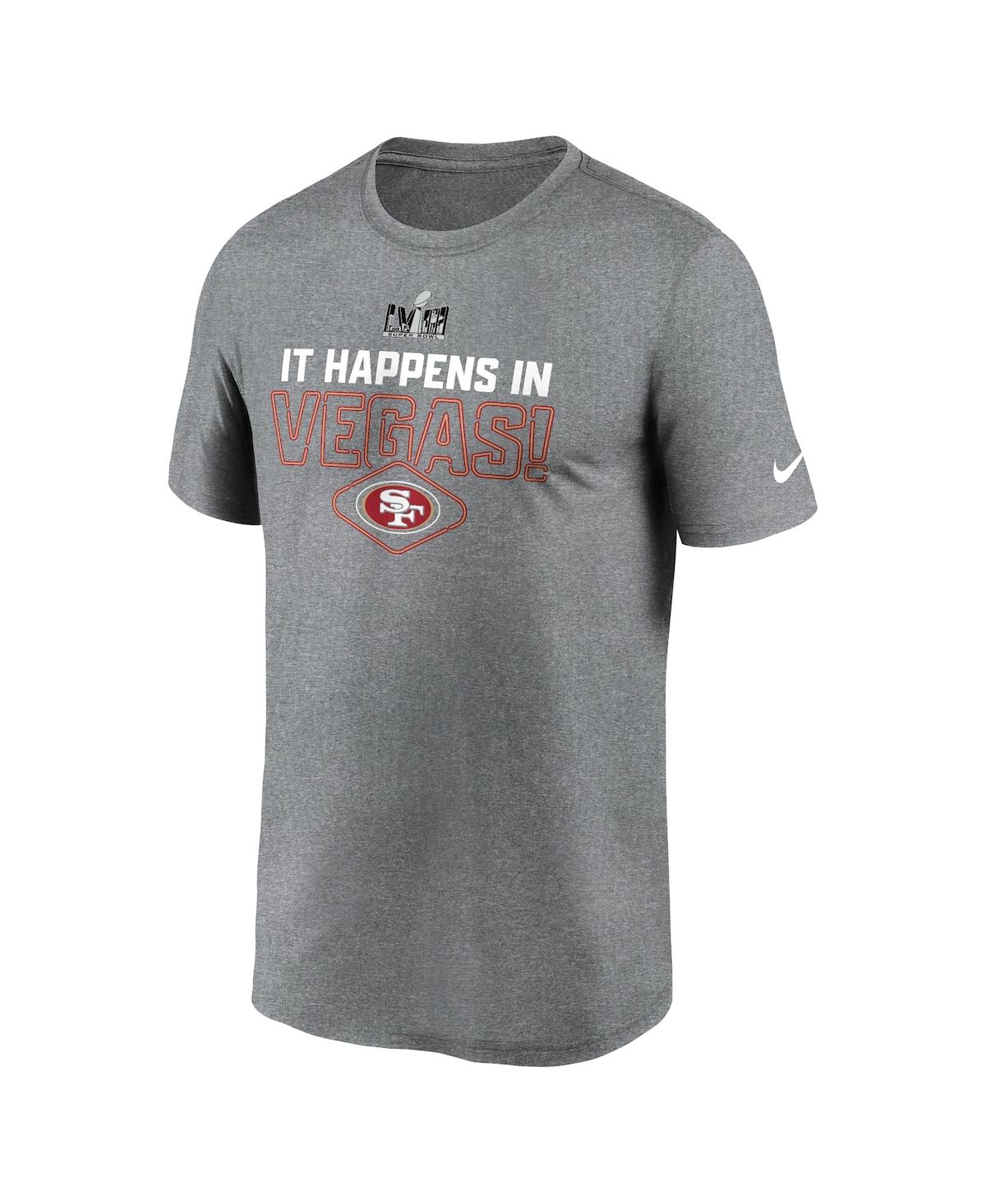 Shop Nike Men's  Heather Gray San Francisco 49ers Super Bowl Lviii Logo Lockup T-shirt