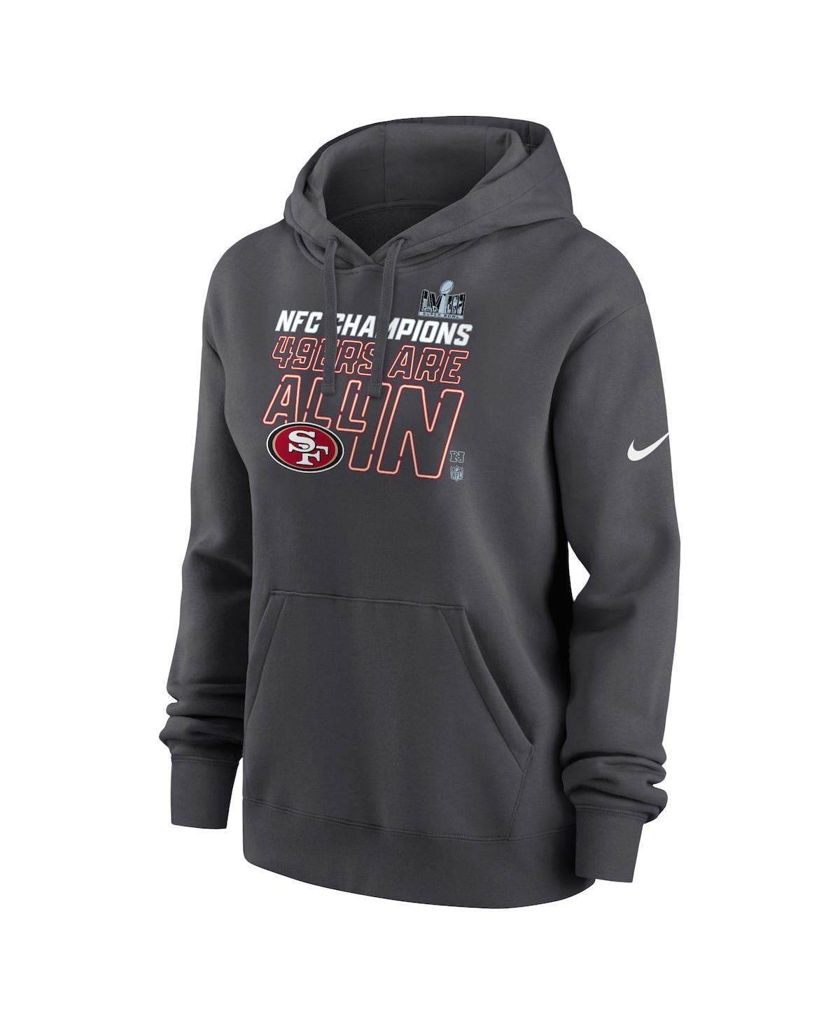 Nike Women's  Anthracite Kansas City Chiefs 2023 Afc Champions Locker Room Trophy Collection Pullover In Anthracite